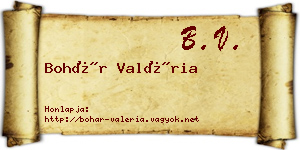 Bohár Valéria névjegykártya